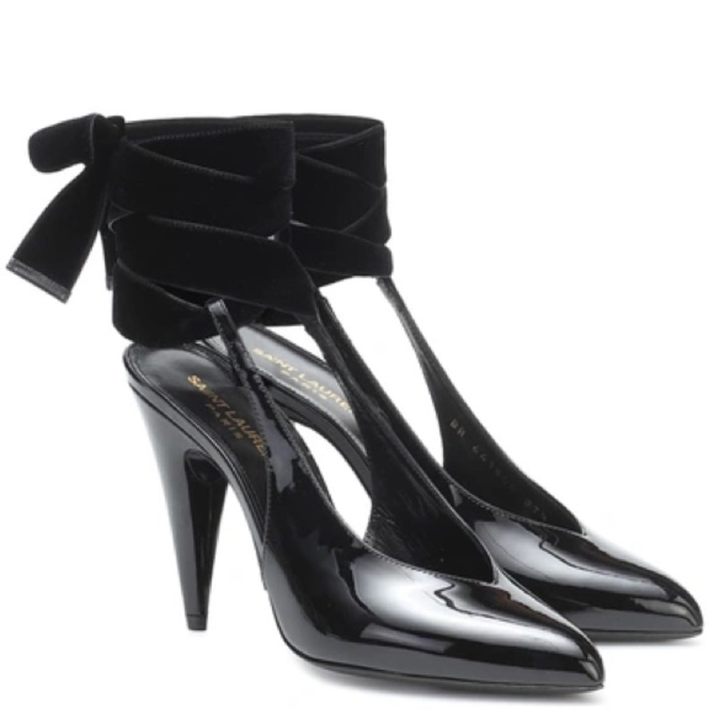 Saint Laurent Venus 95 Patent & Velvet Pump